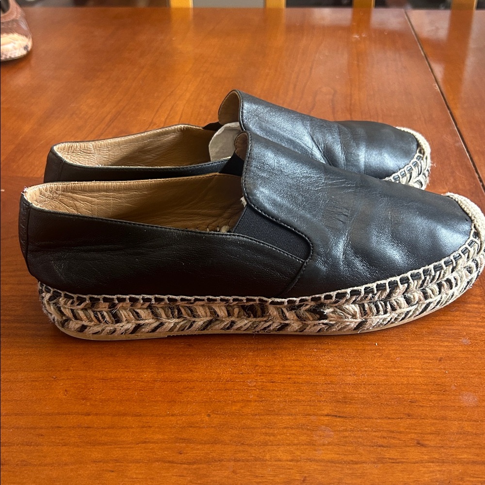 AQUATALIA Jen Black Leather Espadrilles Size 9